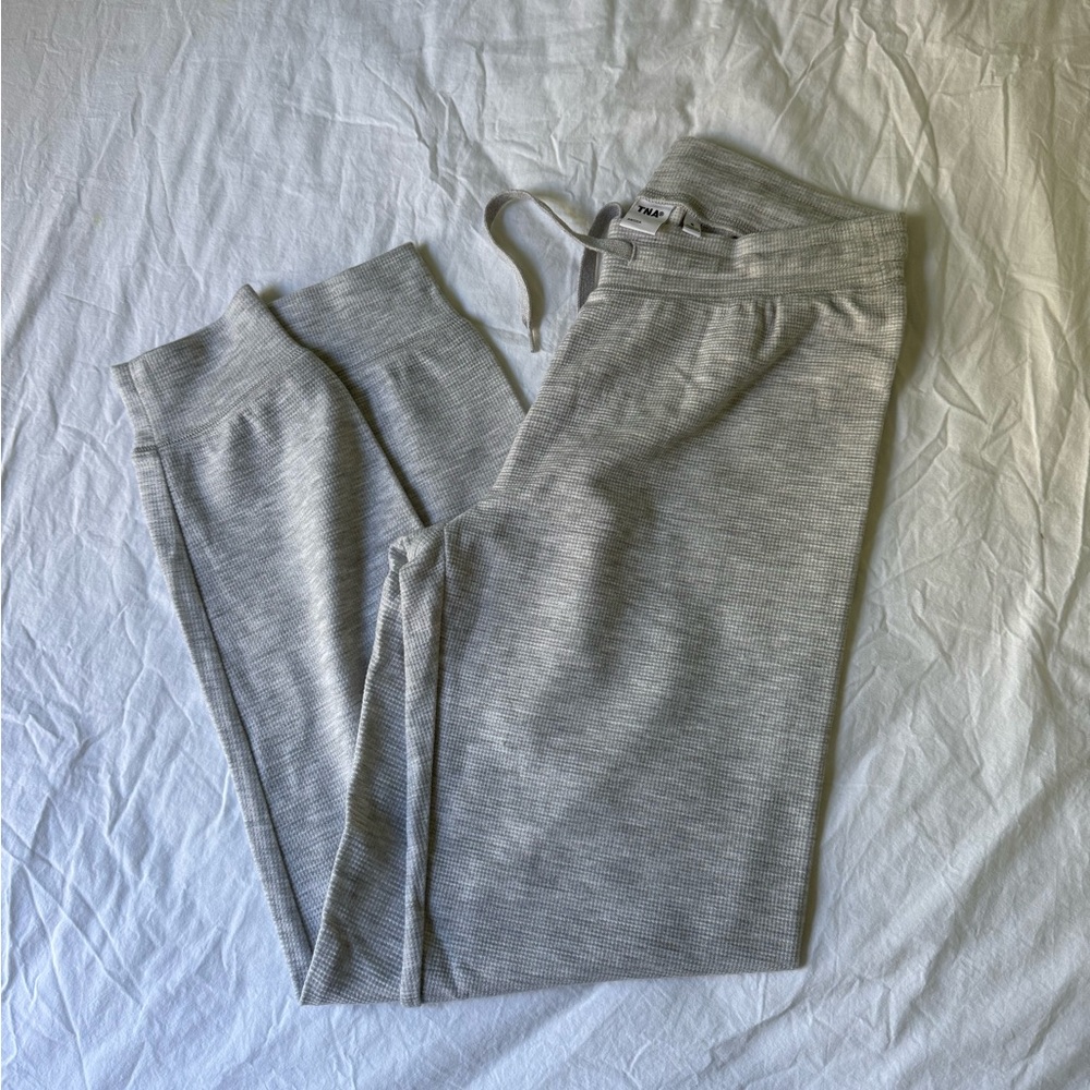 Aritzia TNA Light Gray Ribbed Pants